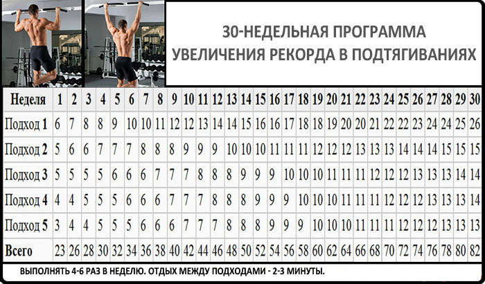 Схема подтягивания для начинающих